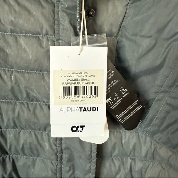 NWT Alphatauri Primaloft Gray Puffer Jacket Women’s Size: Large - Picture 3 of 13